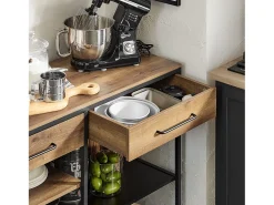 Aparador de Comedor Mesa de Cocina con 2 Cajones y 3 Estantes Estructura de Metal Estilo Industrial 120 x 45 x 91 cm FSB85-PF SoBuy ES