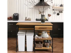 Aparador de Comedor Mesa de Cocina con Cajón y 2 Estantes, Estructura de Acero Estable 120 x 45 x 90 cm FSB71-PF SoBuy ES