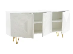 Aparador de diseño blanco y dorado 160 cm anchura OZEN