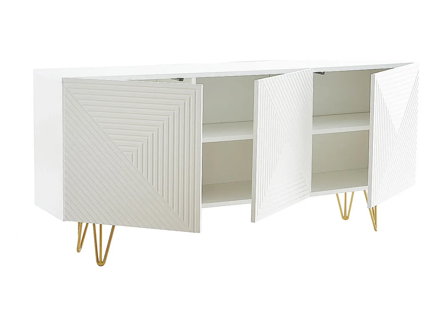 Aparador de diseño blanco y dorado 160 cm anchura OZEN