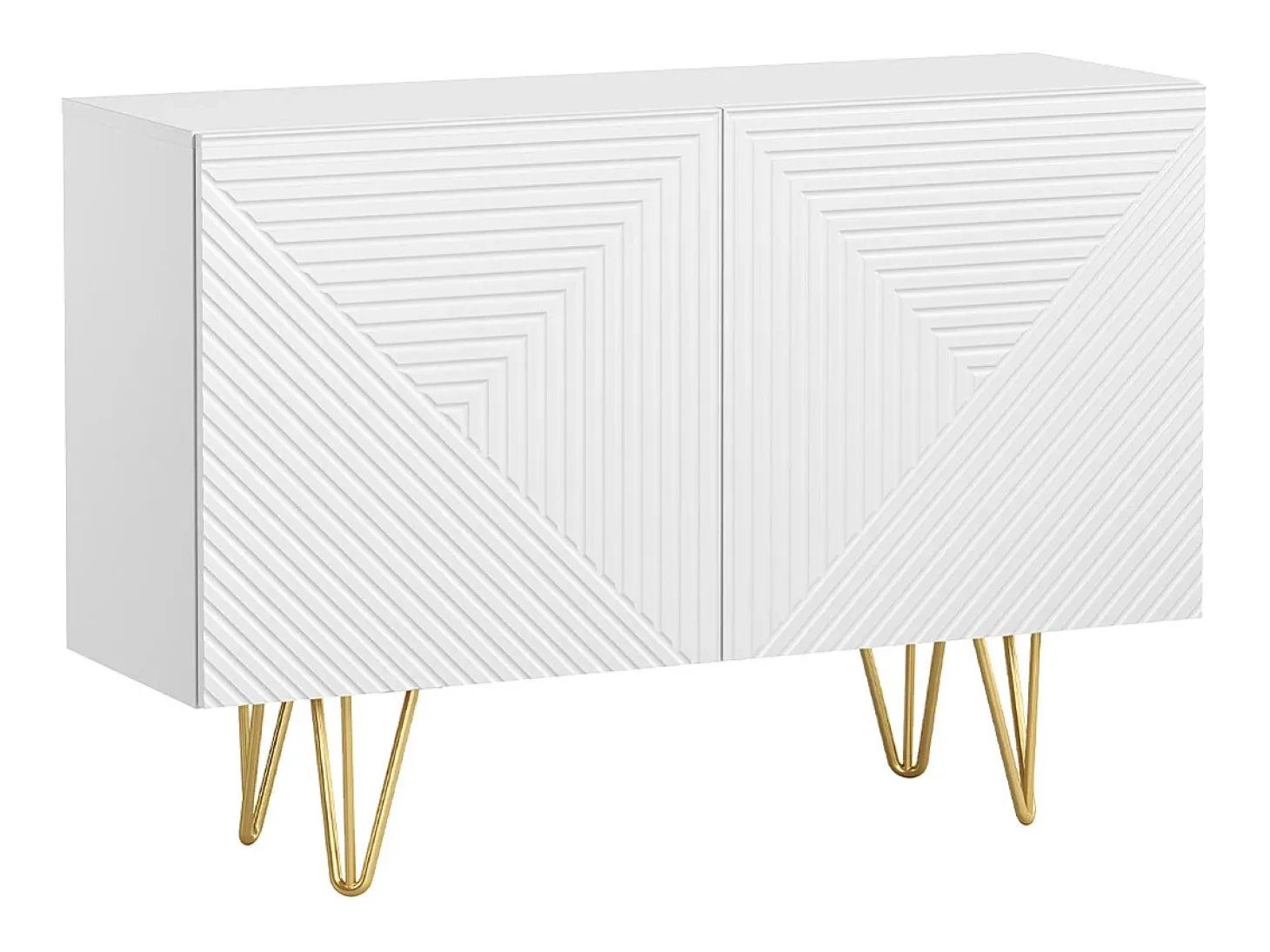 Aparador de diseño blanco y dorado con 2 puertas 107 cm OZEN