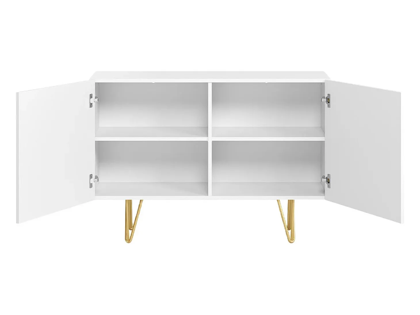 Aparador de diseño blanco y dorado con 2 puertas 107 cm OZEN