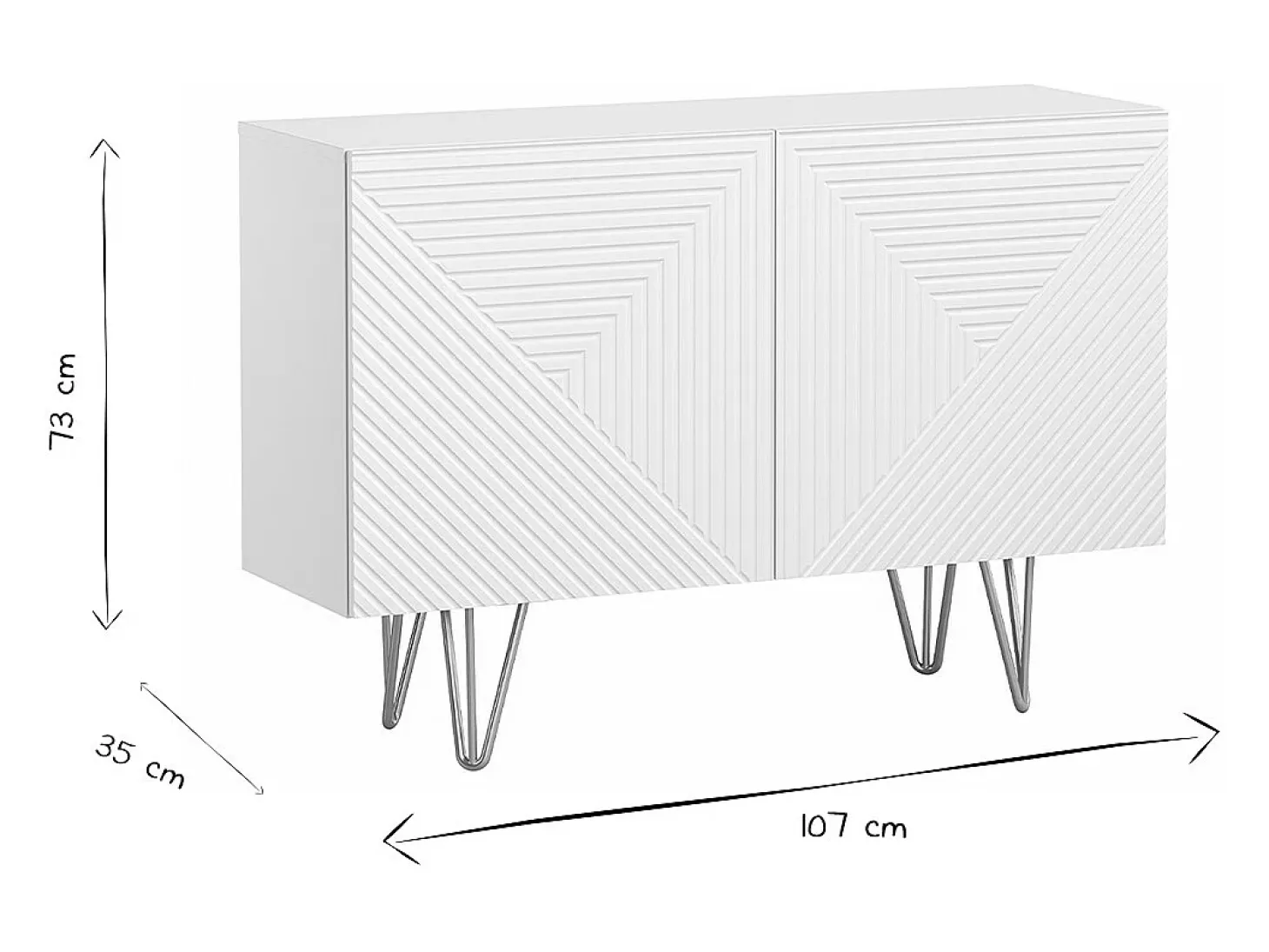 Aparador de diseño blanco y dorado con 2 puertas 107 cm OZEN