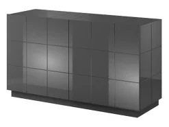 Aparador de diseño 138cm gris brillante + Flow LED - azul
