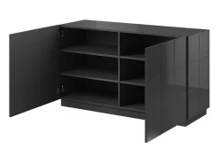 Aparador de diseño 138cm gris brillante + Flow LED - azul
