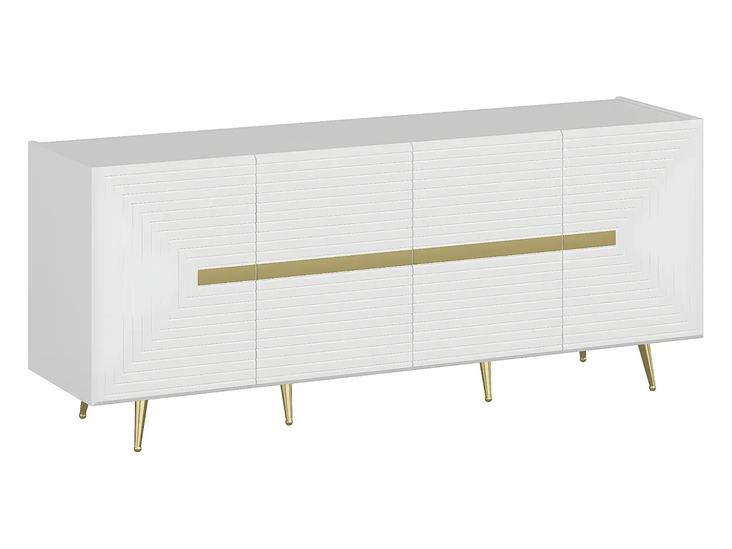 Aparador de diseño con 4 puertas de MDF - Blanco y Dorado - MOLYA