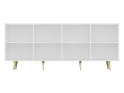 Aparador de diseño con 4 puertas de MDF - Blanco y Dorado - MOLYA