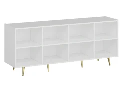 Aparador de diseño con 4 puertas de MDF - Blanco y Dorado - MOLYA