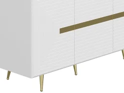Aparador de diseño con 4 puertas de MDF - Blanco y Dorado - MOLYA