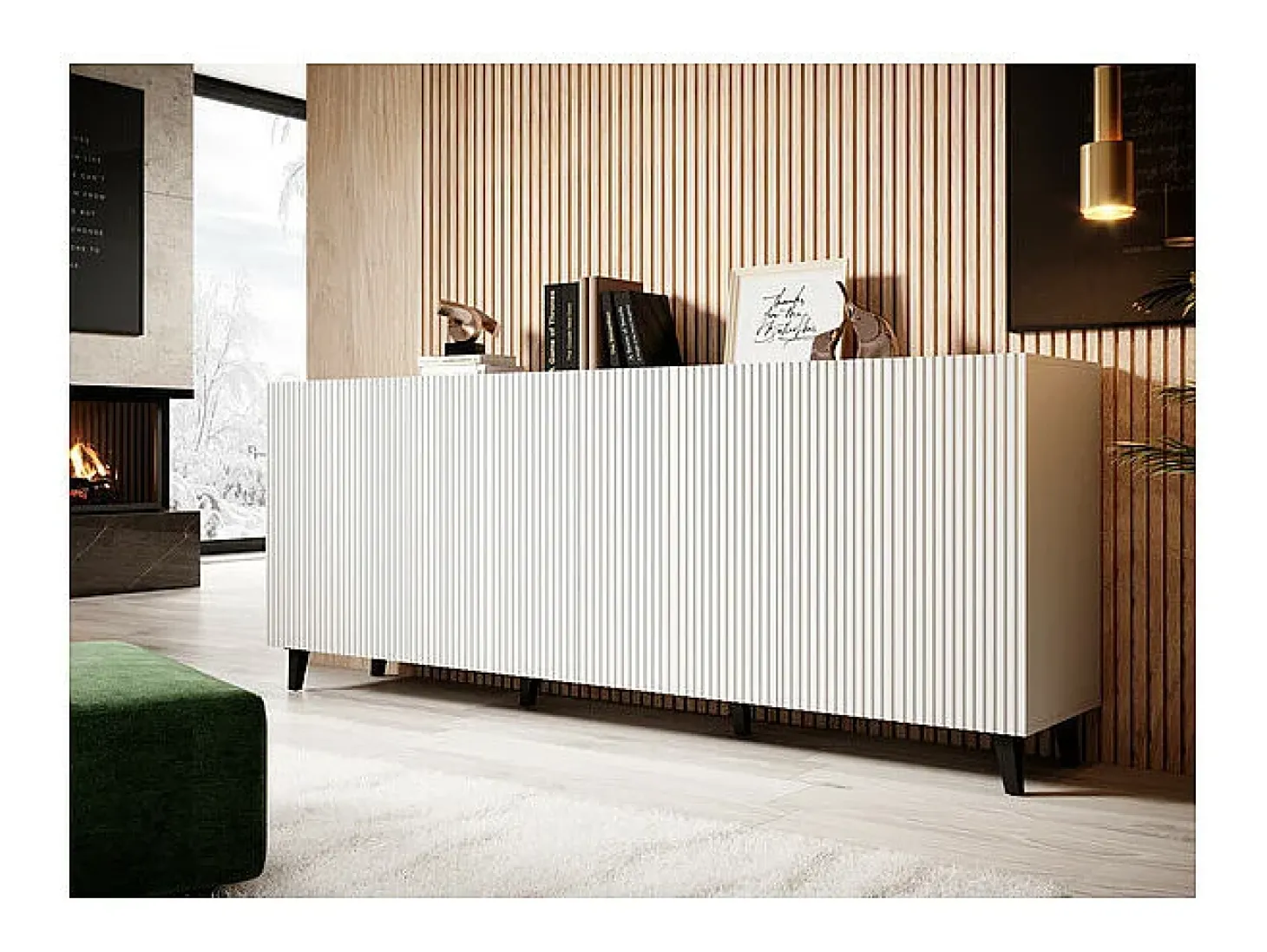 Aparador de diseño Gustave 200cm 4 puertas blanco