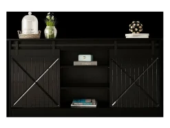 Aparador de diseño negro de 160 cm con puertas correderas Hexa