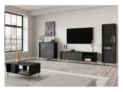 Aparador de diseño negro y dorado 155cm Tramona