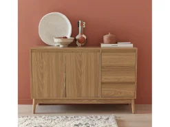 Aparador de efecto madera con 2 puertas, 120cm natural