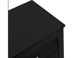 Aparador de estilo contemporáneo, cómoda con espacio de almacenamiento, tiradores dorados, negro