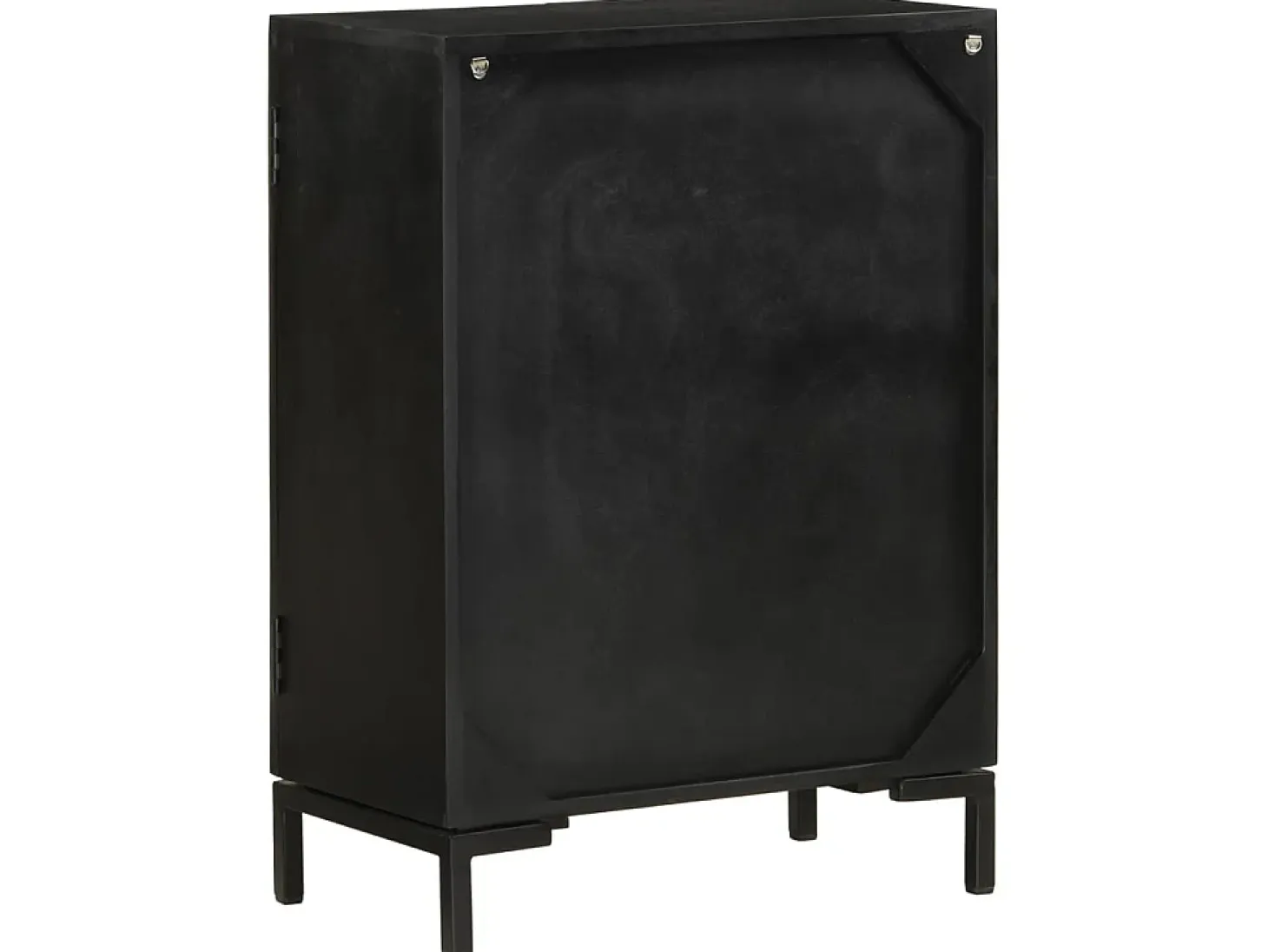 Aparador de hierro y madera maciza de mango negro 55x30x77 cm ES95445