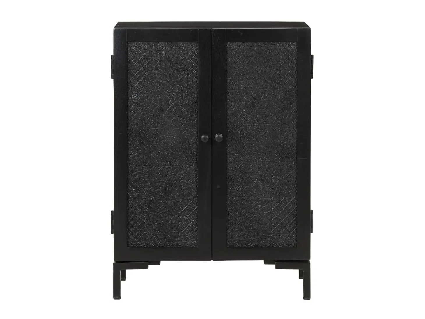 Aparador de hierro y madera maciza de mango negro 55x30x77 cm ES95445