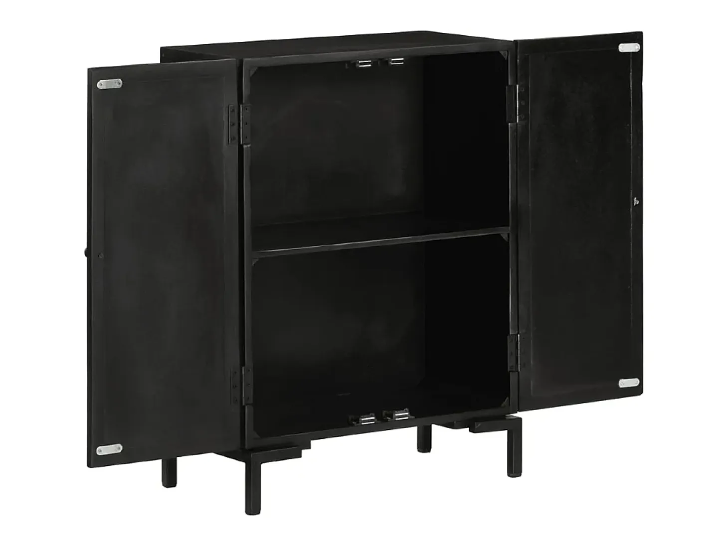 Aparador de hierro y madera maciza de mango negro 55x30x77 cm ES95445