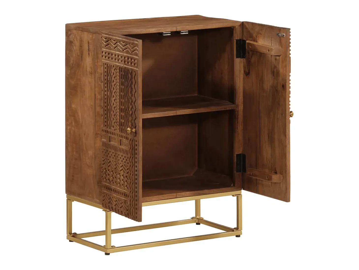 Aparador de hierro y madera maciza de mango 55x30x76 cm