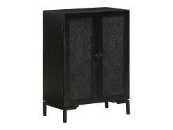 Aparador de hierro y madera maciza de mango negro 55x30x77 cm