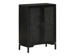 Aparador de hierro y madera maciza de mango negro 55x30x77 cm