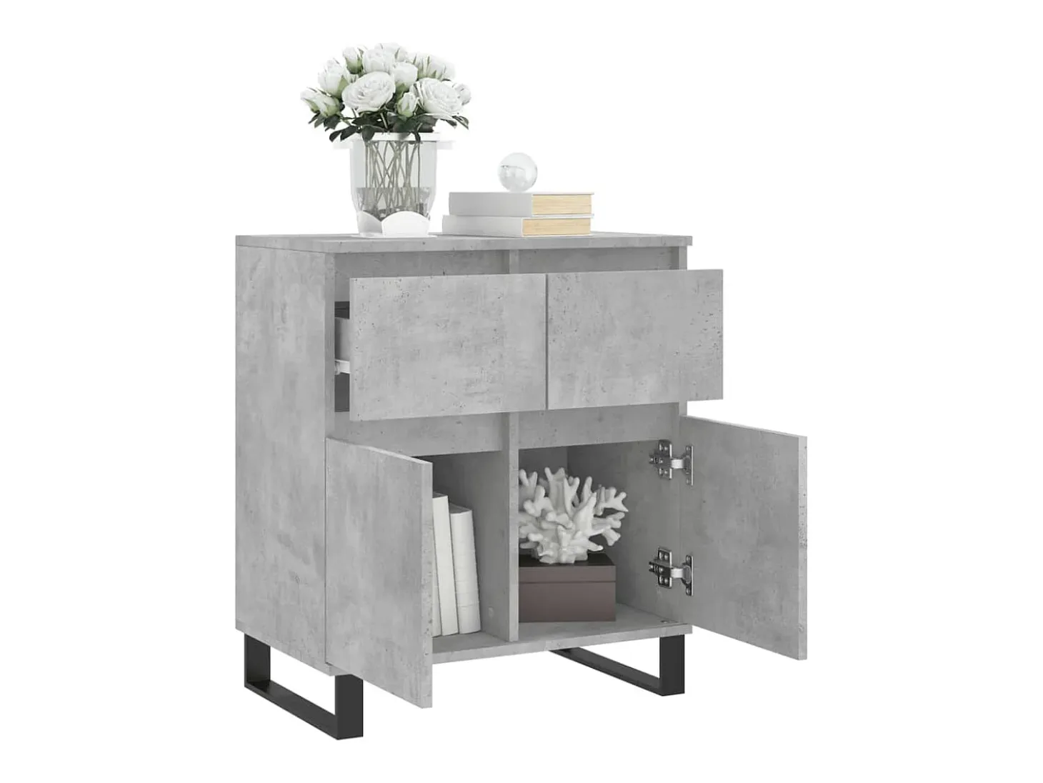Aparador de hormigón gris 60x35x70 cm Madera de ingeniería
