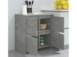 Aparador de hormigón gris 70x41x75 cm Madera de ingeniería