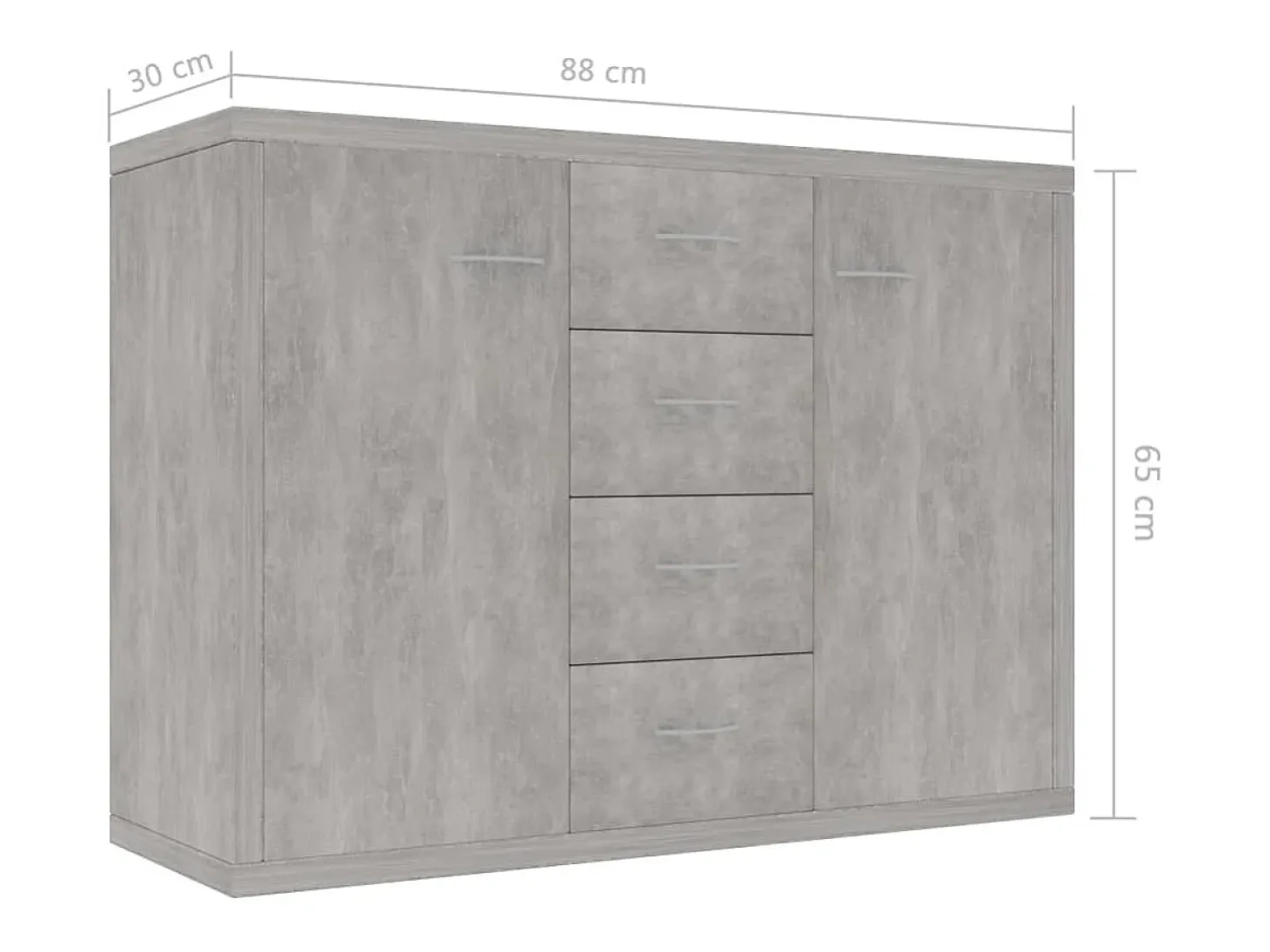 Aparador de hormigón gris 88x30x65 cm Madera de ingeniería