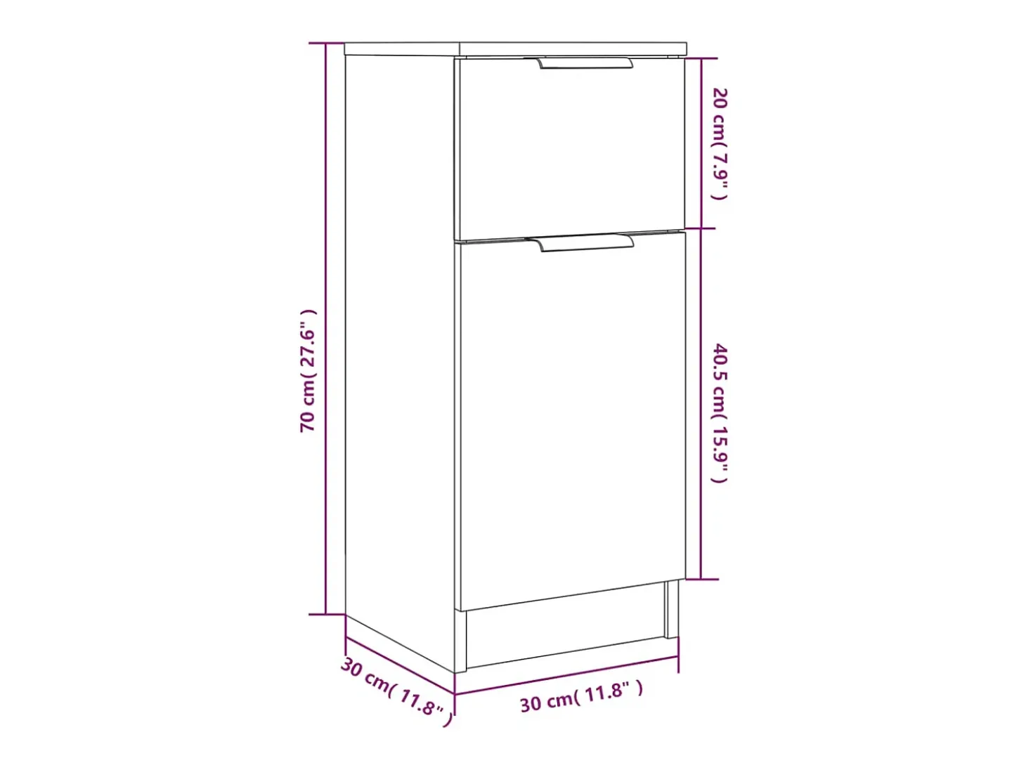Aparador de hormigón gris 30x30x70 cm Madera de ingeniería