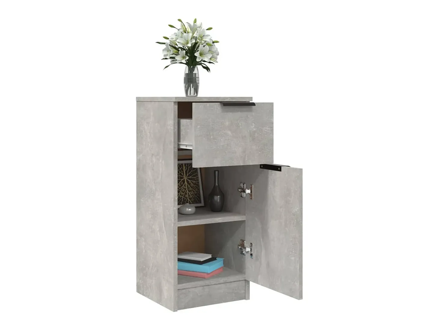Aparador de hormigón gris 30x30x70 cm Madera de ingeniería