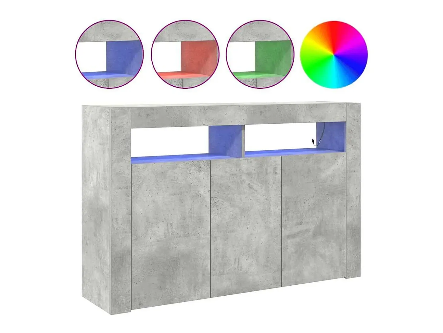 Aparador de Hormigón Gris Madera Reconstituida 116 x 30 x 75 cm Rectangular
