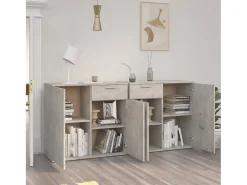 Aparador de hormigón gris 160x36x75 cm Madera de ingeniería