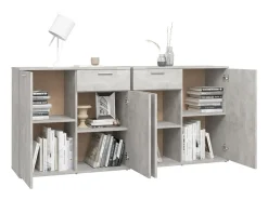 Aparador de hormigón gris 160x36x75 cm Madera de ingeniería