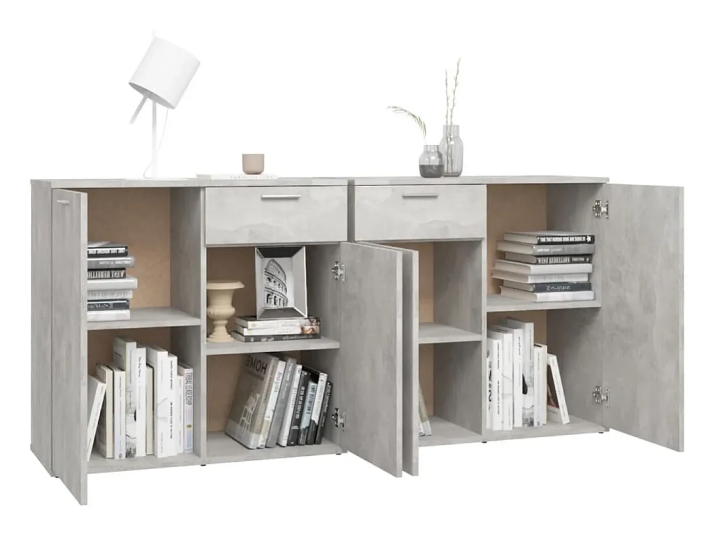 Aparador de hormigón gris 160x36x75 cm Madera de ingeniería