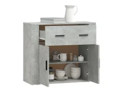 Aparador de hormigón gris 80x33x70 cm Madera de ingeniería