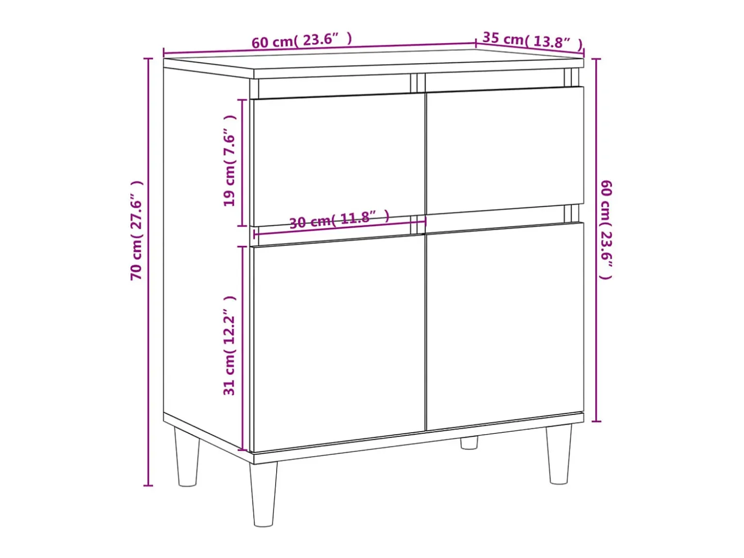 Aparador de hormigón gris 60x35x70 cm Madera de ingeniería