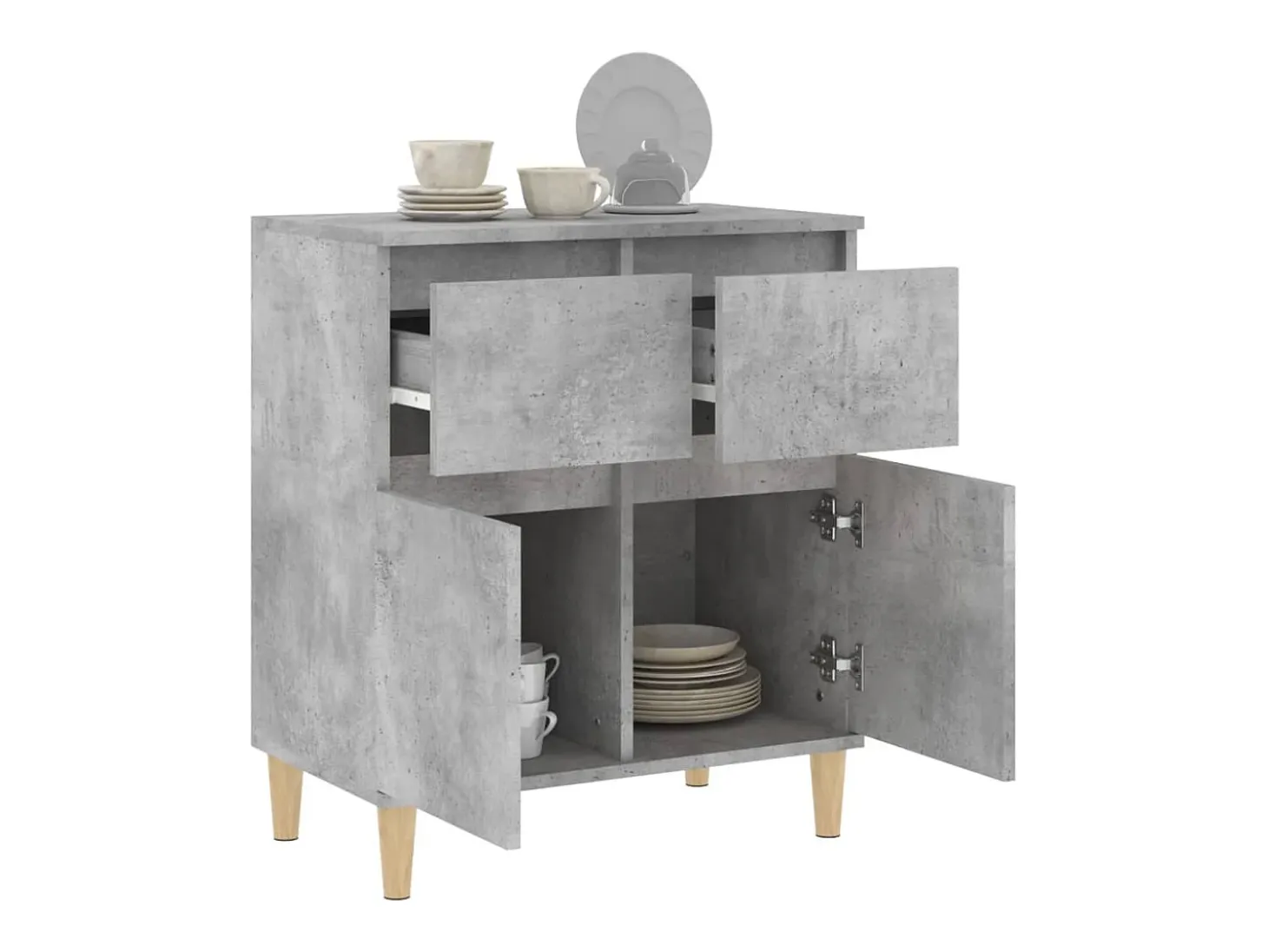Aparador de hormigón gris 60x35x70 cm Madera de ingeniería