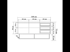 Aparador de madera 2 puertas y 3 cajones 140 cm SABINOV