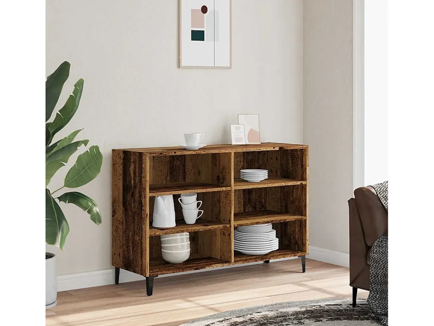 Aparador de madera antigua 103,5x35x70 cm madera contrachapada