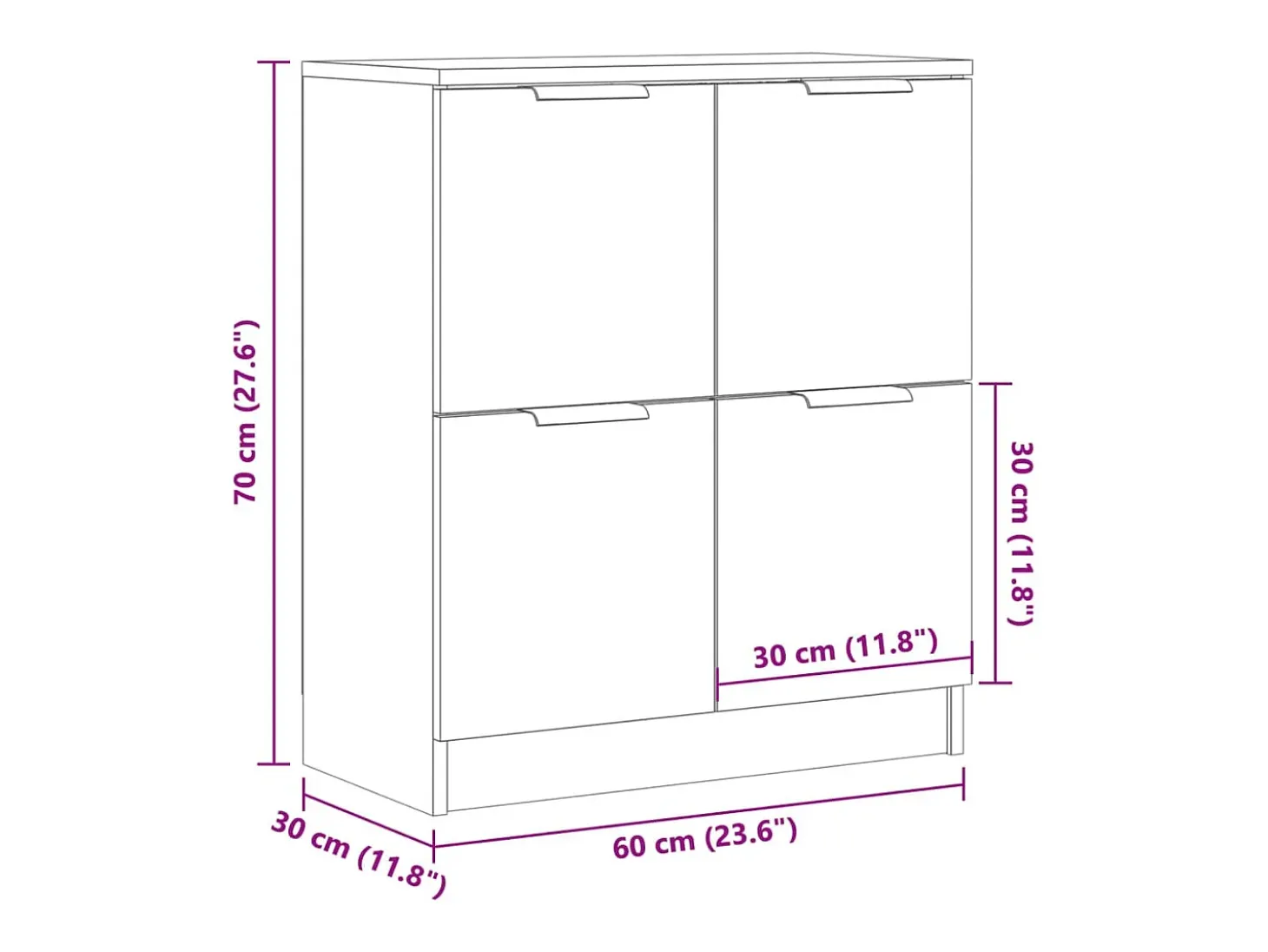 Aparador de madera antigua 60x30x70 cm madera contrachapada