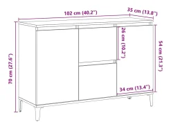 Aparador de madera antigua 102x35x70 cm madera contrachapada