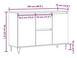 Aparador de madera antigua 104x35x70 cm madera contrachapada