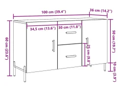 Aparador de madera antigua 100x36x60 cm madera contrachapada