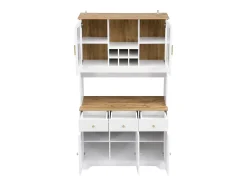 Aparador de madera blanca, 94,5 x 30 x 175,5 cm, diseño moderno para salón y comedor.