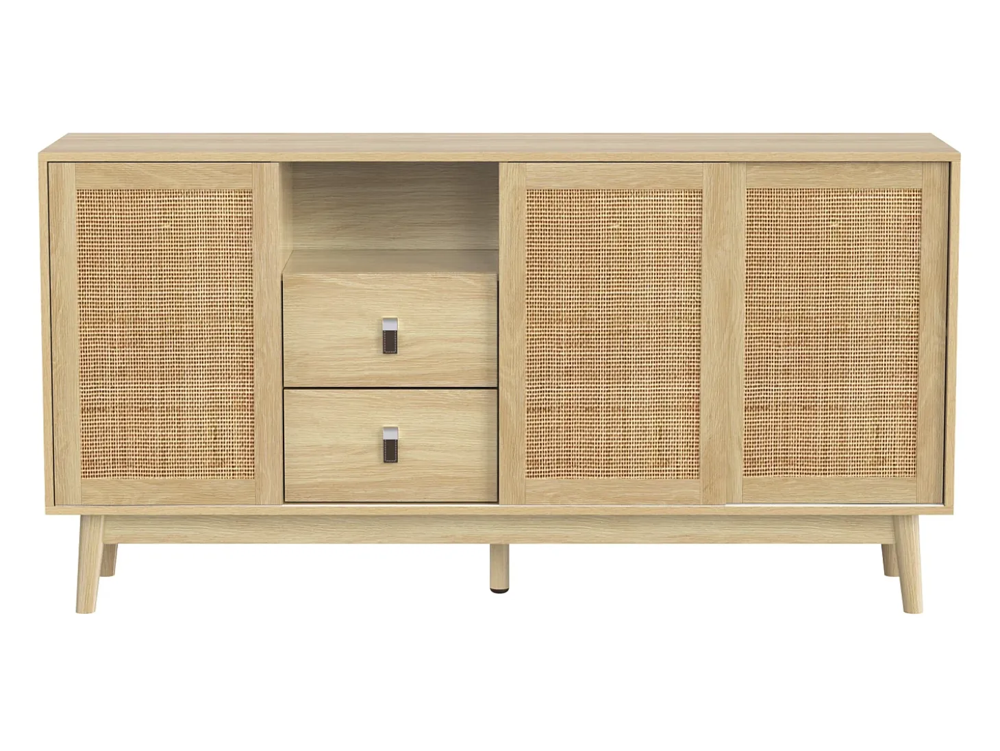 Aparador de madera con 3 puertas y 2 cajones para almacenaje multifuncional 155x38x80 cm