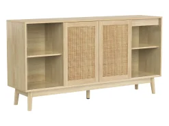 Aparador de madera con 3 puertas y 2 cajones para almacenaje multifuncional 155x38x80 cm