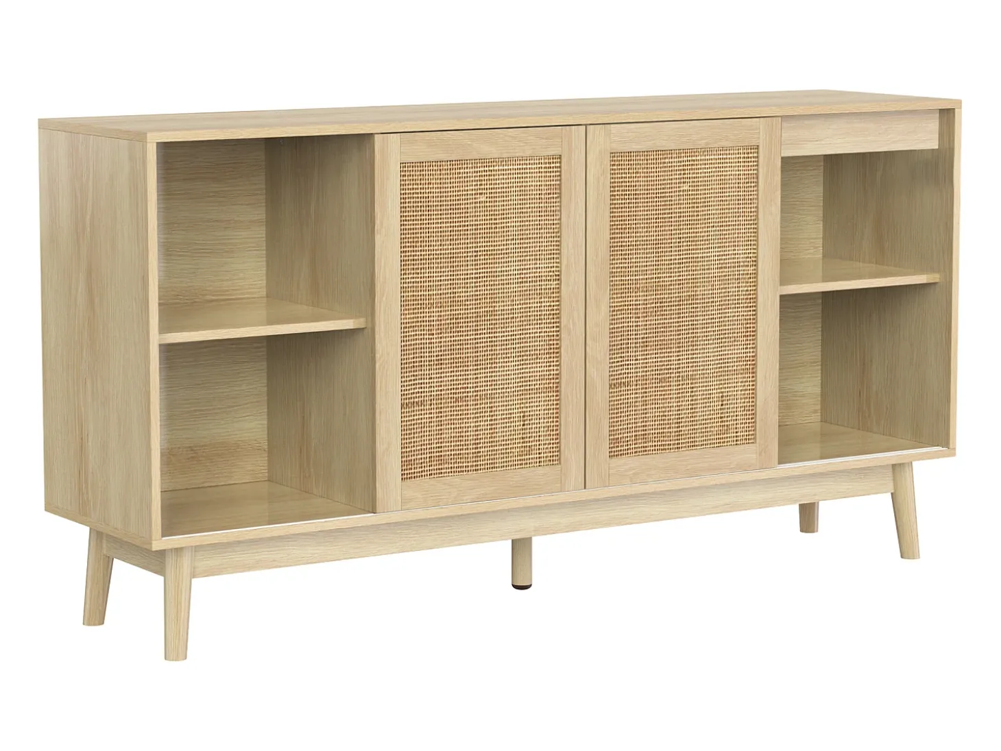 Aparador de madera con 3 puertas y 2 cajones para almacenaje multifuncional 155x38x80 cm