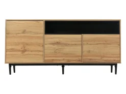 Aparador de madera con tres puertas y estantes 160 x 35 x 76 cm - Mueble de TV de diseño que ahorra espacio, robusto y fiable