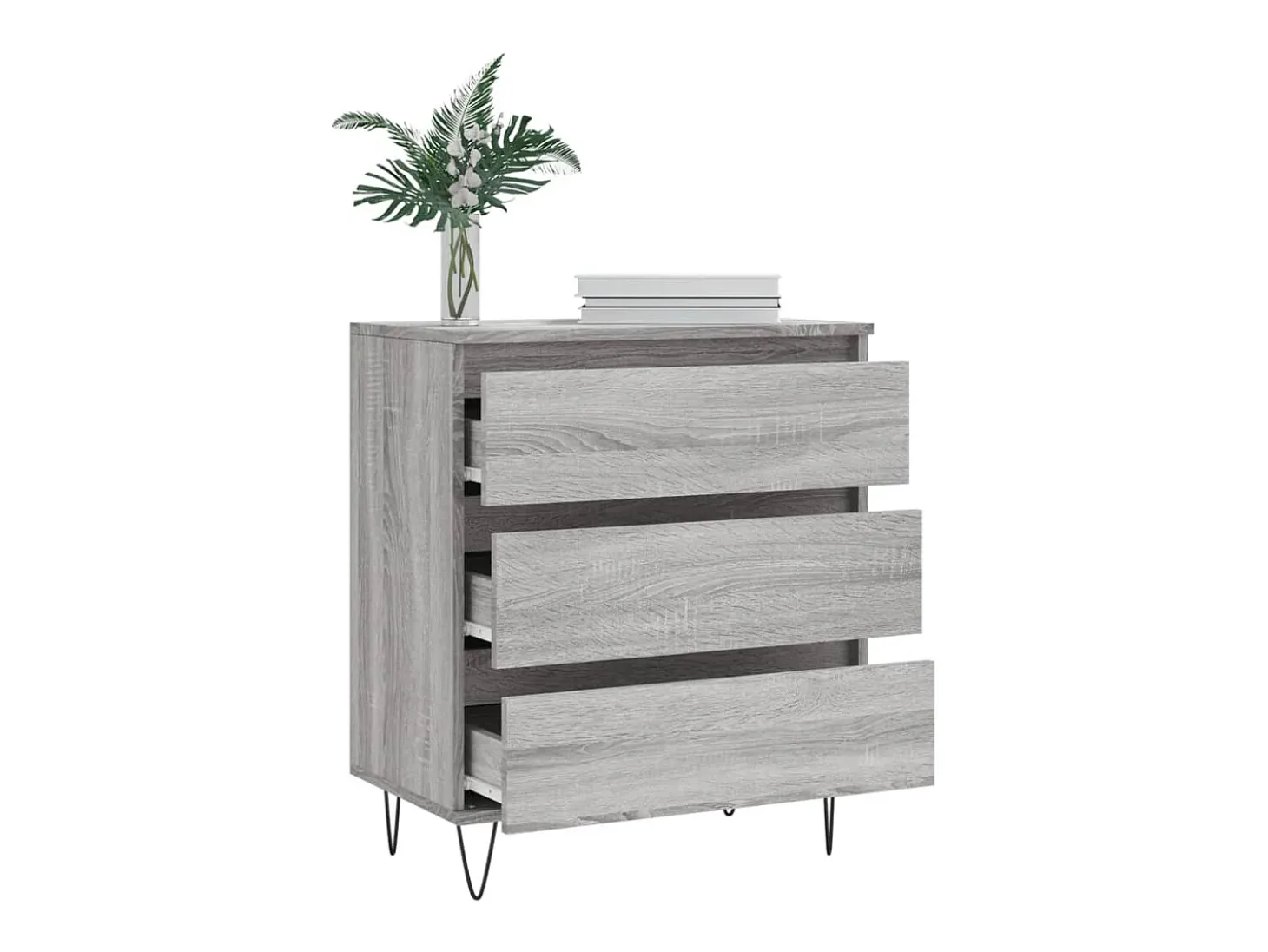 Aparador de madera contrachapada gris Sonoma 60x35x70 cm ES80348