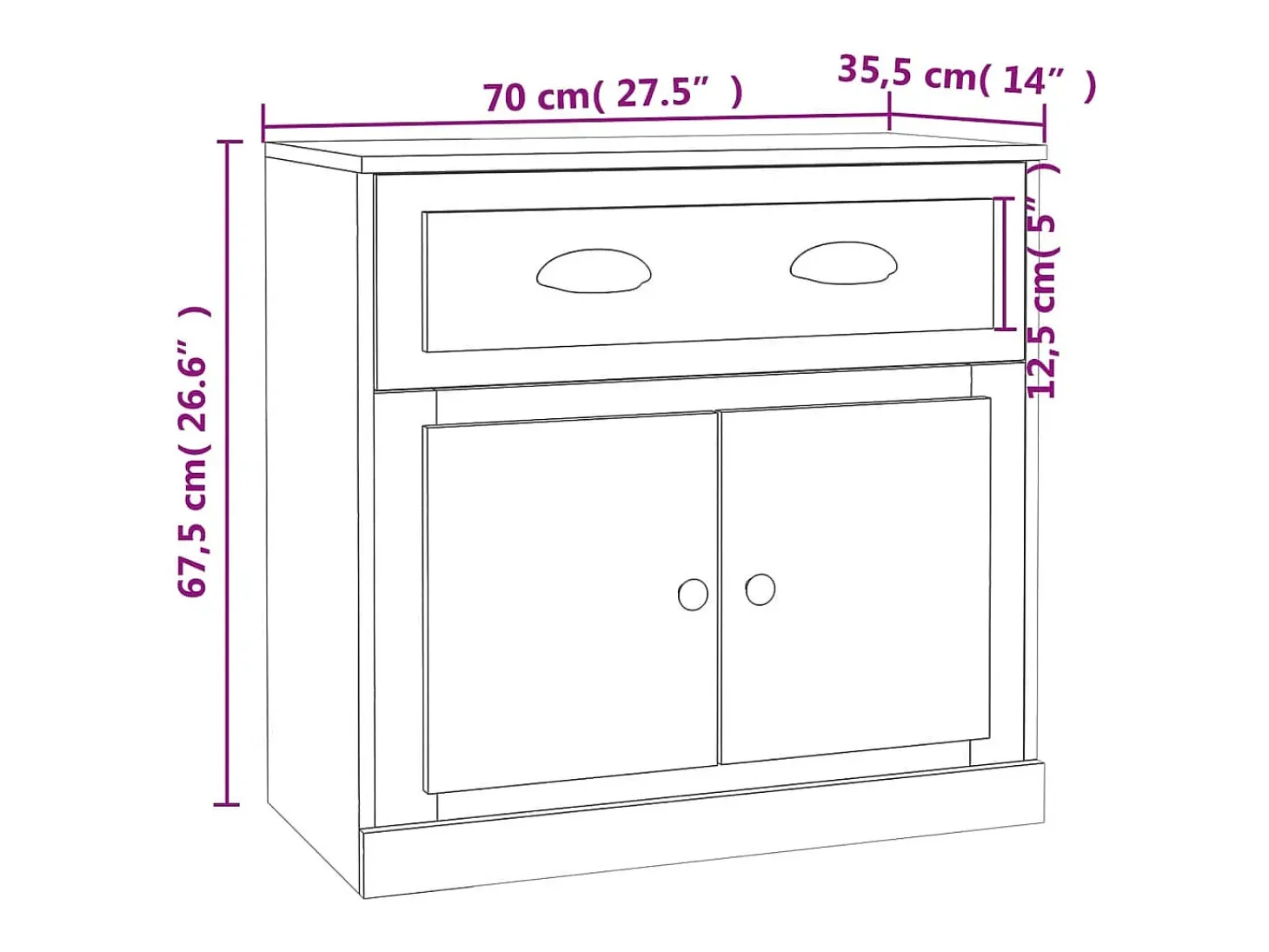 Aparador de madera contrachapada roble Sonoma 70x35,5x67,5 cm