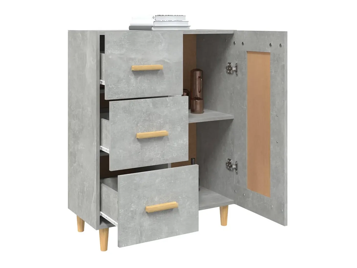 Aparador de madera contrachapada gris hormigón 69,5x34x90 cm ES33590